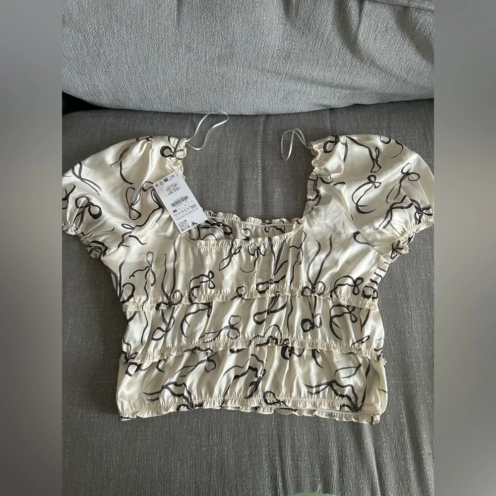 Zara Off de Shoulders Satin Cropped Top Femenine XXL 90’s